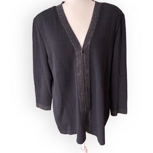 St. John Evening by Marie Gray Zip Front Embellished Sweater Jacket Eveningwear